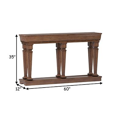 Wooden Console Table with One Bottom Shelf, Oak Brown