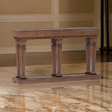 Wooden Console Table with One Bottom Shelf, Oak Brown