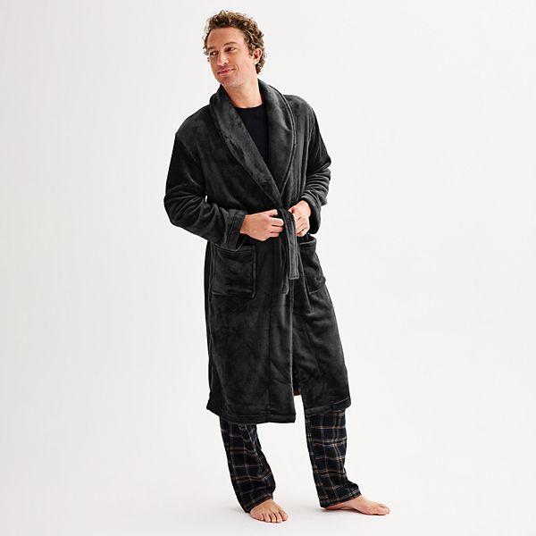 Men's Sonoma Goods For Life® Plush Robe - Black (S/M)