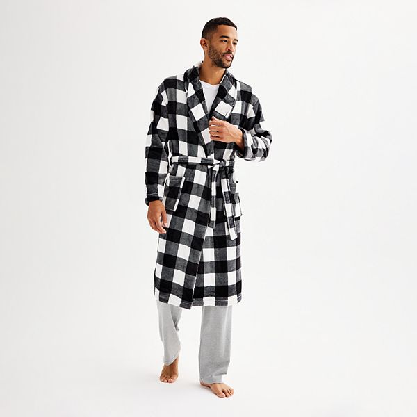 Men's Sonoma Goods For Life® Plush Robe - White Buffalo Check (S/M)