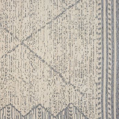 Indigo Ink Contemporary Grey Boho Geometric Machine Washable Area Rug