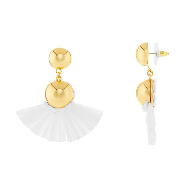 Emberly Polished Double Ball Fringe Tassel Earrings