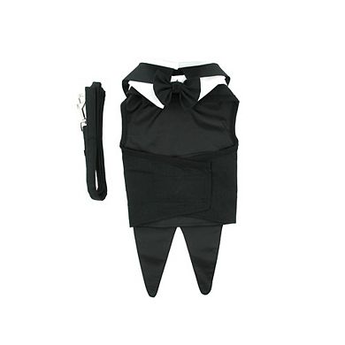 Doggie Design Black Dog Harness Wedding Tuxedo W/tails, Bow Tie, And Cotton Collar