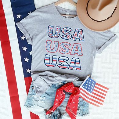 Usa Stacked Colorful Short Sleeve Graphic Tee