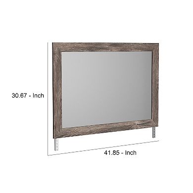 Bedroom Mirror With Replicated Grain Details, Rustic Gray