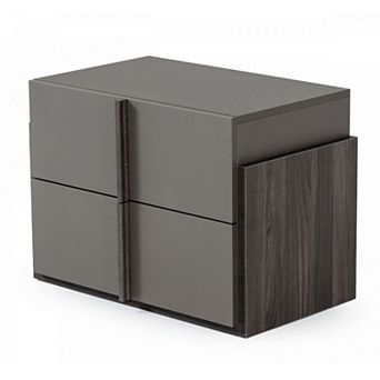 Wooden Frame Nightstand with 2 Self Closing Drawers, Gray