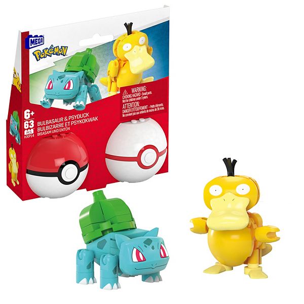 Kids Mega Bloks MEGA Pokémon Bulbasaur & Psyduck Poké Balls Building ...