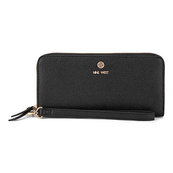 Nine West Lockup Zip Around Wallet With Wristlet - Black