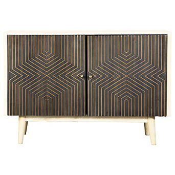 43 Inch 2 Door Accent Sideboard Console Cabinet, Metal Knobs, Dark Brown