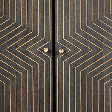 43 Inch 2 Door Accent Sideboard Console Cabinet, Metal Knobs, Dark Brown