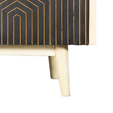 43 Inch 2 Door Accent Sideboard Console Cabinet, Metal Knobs, Dark Brown