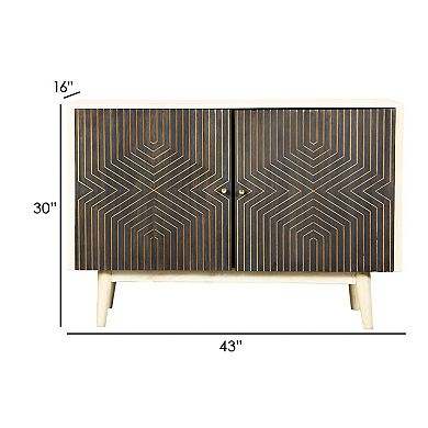 43 Inch 2 Door Accent Sideboard Console Cabinet, Metal Knobs, Dark Brown