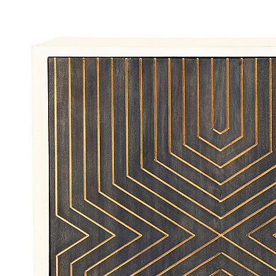 43 Inch 2 Door Accent Sideboard Console Cabinet, Metal Knobs, Dark Brown