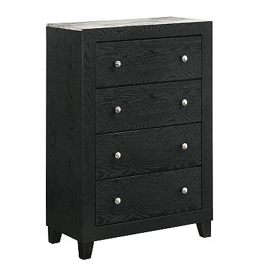chinese dress ladies Benzara Cid Coy 47 Inch Tall Dresser Chest, 5 Drawer, Gold Metal, Ash Gray  Wood main image 0
