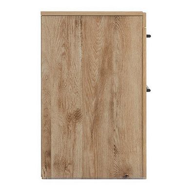 Amy 24 Inch Modern Wood Nightstand, 2 Drawers, 2 Usb Ports, Natural Brown