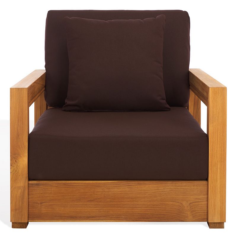 Safavieh Montford Outdoor Arm Chair, Natural Dark Brown