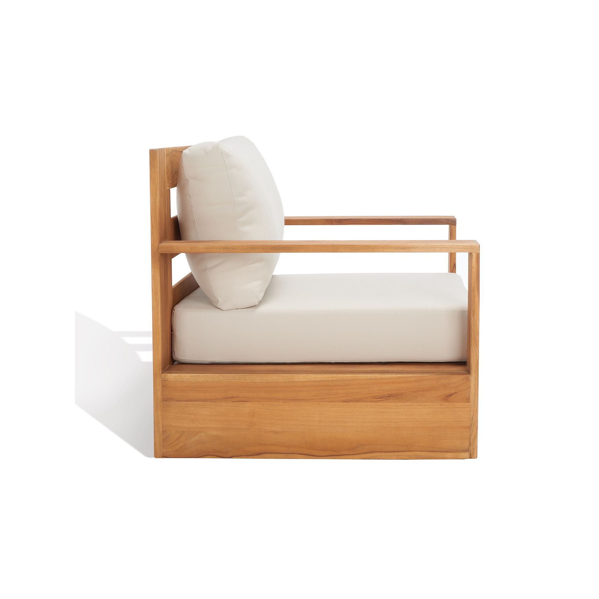 Safavieh Kauai Brazil Teak Outdoor Arm Chair, Natural Beige