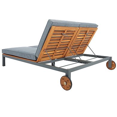 Safavieh Jackman Double Wide Rolling Outdoor Chaise Lounge Chair
