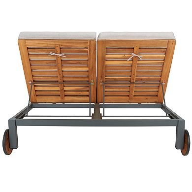 Safavieh Jackman Double Wide Rolling Outdoor Chaise Lounge Chair