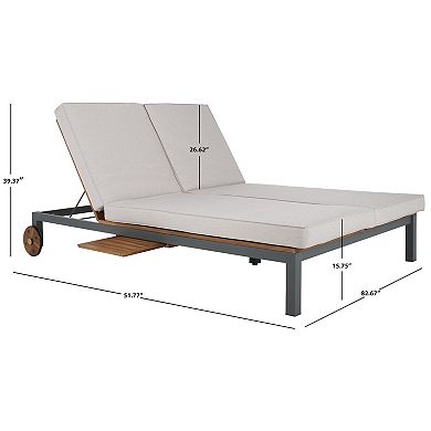 Safavieh Jackman Double Wide Rolling Outdoor Chaise Lounge Chair