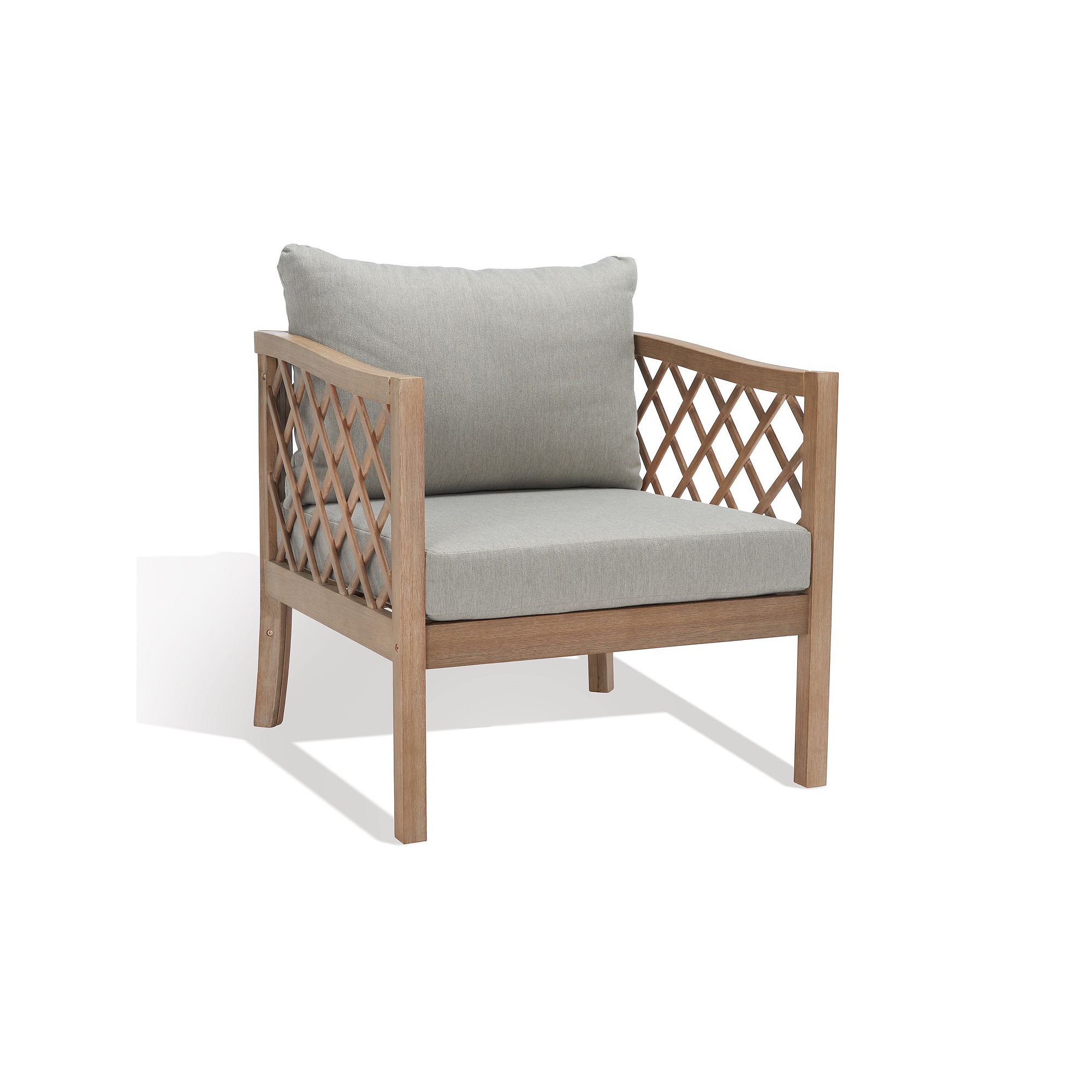 Safavieh Fiji Wood Outdoor Arm Chair, Brown Light Gray