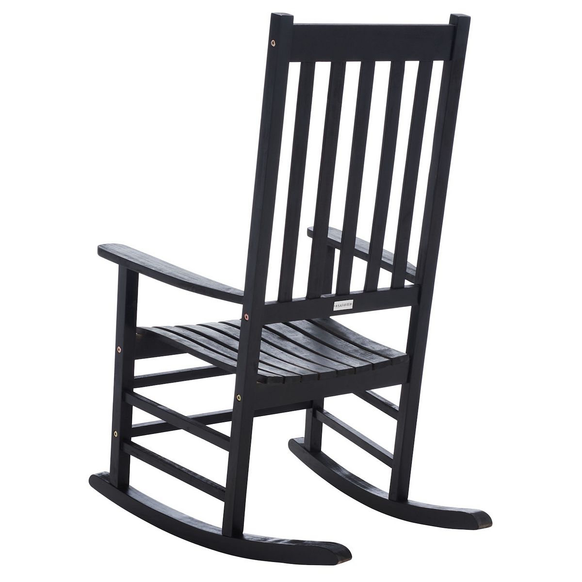 Safavieh Shasta rocking chair side view with curved rockers
