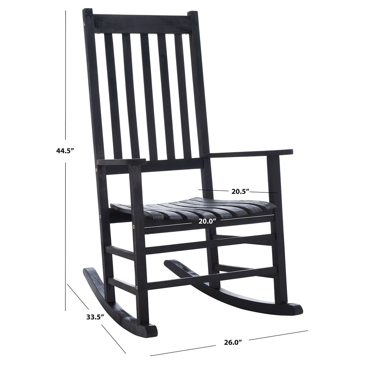 Safavieh Shasta rocking chair dimensions diagram