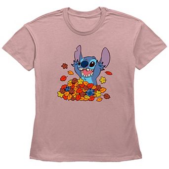 Disney's Lilo & Stitch Juniors' Leaf Pile Fun Stitch Graphic Tee