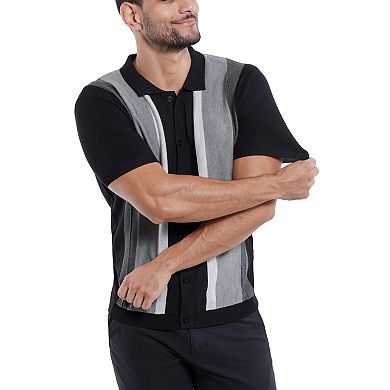 Men's Stripe Short Sleeve Sweater Polo