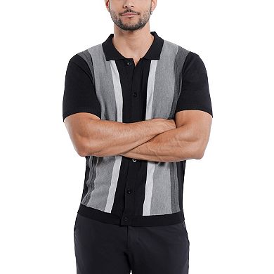 Men's Stripe Short Sleeve Sweater Polo