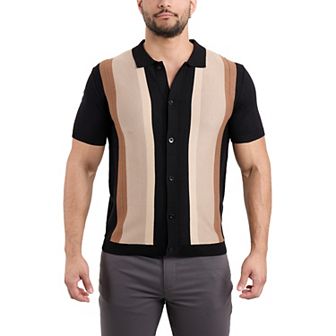 Men's Stripe Short Sleeve Sweater Polo