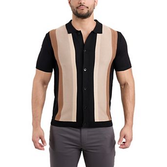 Men's Stripe Short Sleeve Sweater Polo