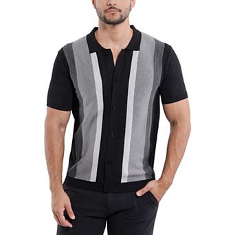 Men's Stripe Short Sleeve Sweater Polo