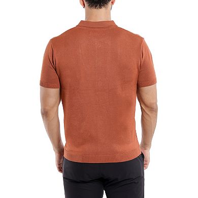 Men's Textured Short Sleeve Polo Sweater