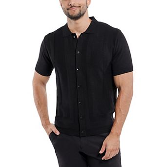 Men's Textured Short Sleeve Polo Sweater