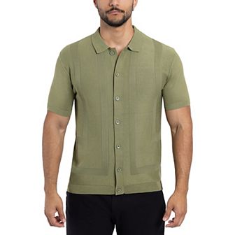 Men's Textured Short Sleeve Polo Sweater