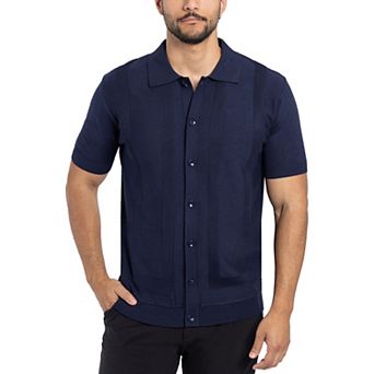 Men's Textured Short Sleeve Polo Sweater
