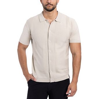 Men's Textured Short Sleeve Polo Sweater