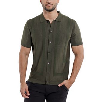 Men's Textured Short Sleeve Polo Sweater
