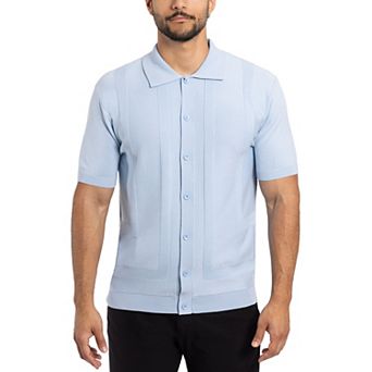 Men's Textured Short Sleeve Polo Sweater