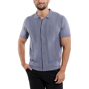 Men's Textured Short Sleeve Polo Sweater