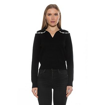 Women's ALEXIA ADMOR Jackie Knitted Sweater Top with Collar Detail