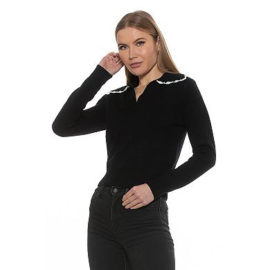 Women's ALEXIA ADMOR Jackie Knitted Sweater Top with Collar Detail