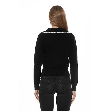 Women's ALEXIA ADMOR Jackie Knitted Sweater Top with Collar Detail