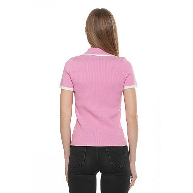 Women's ALEXIA ADMOR Alice Knitted Short Sleeve Collar Top
