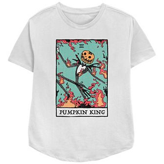 Disney's The Nightmare Before Christmas Juniors' Pumpkin King Card Relaxed Fit Graphic Tee