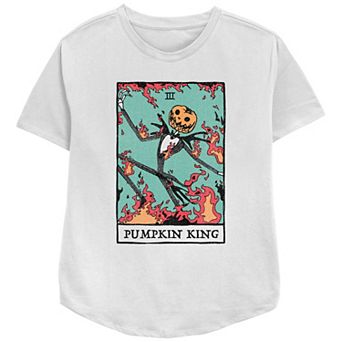 Disney's The Nightmare Before Christmas Juniors' Pumpkin King Card Relaxed Fit Graphic Tee