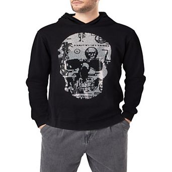 Men's Rinestone Embellished Skull Pullover Hoodie