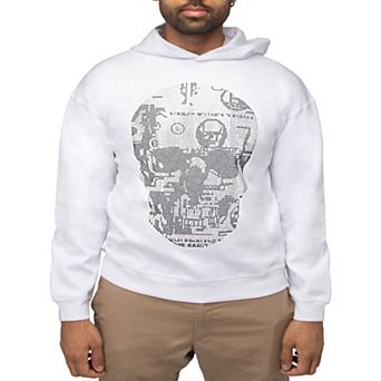 Men's Rinestone Embellished Skull Pullover Hoodie