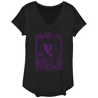 Juniors' Beetlejuice Lydia Strange And Unusual Card Graphic Tee